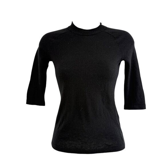 VINCE Elbow Sleeve Mock Neck Black Womens XXS 2XS Wool Cashmere Blend NWT See * - Picture 1 of 16